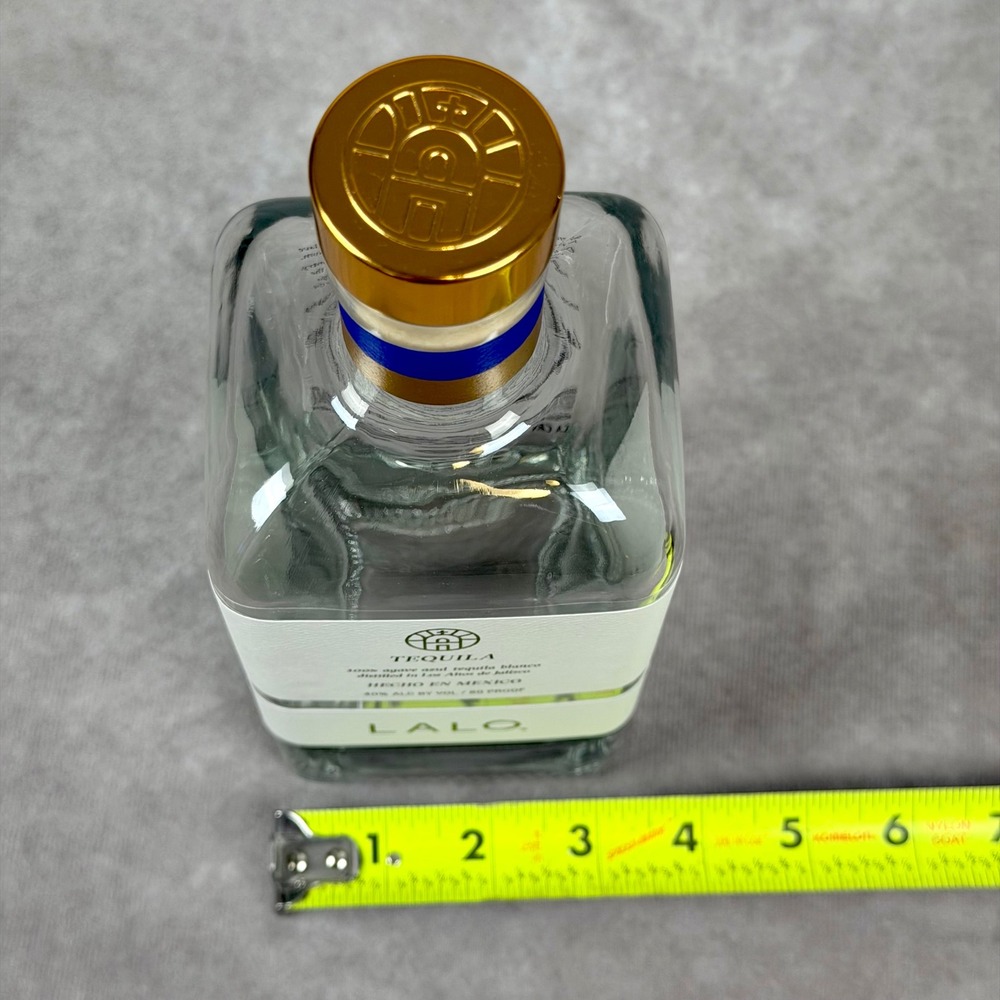 LALO Tequila Blanco EMPTY 750ml Glass Bottle with Gold Stopper Home Decor DIY - Picture 7 of 9